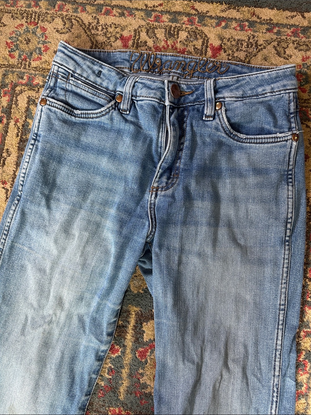 Wrangler Light Blue Flared Wide-Leg Jeans - Picture 2 of 9